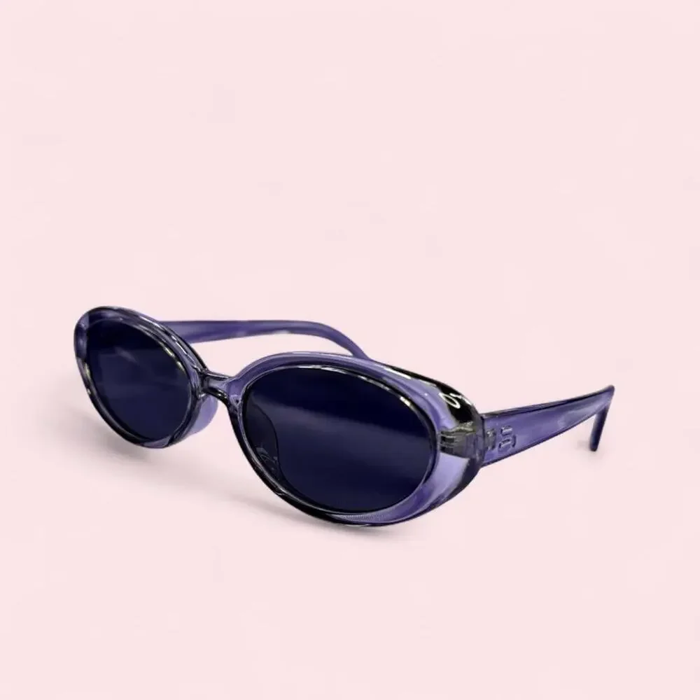 Transparent grey oval sunglasses 90s y2k clean girl minimal fairy